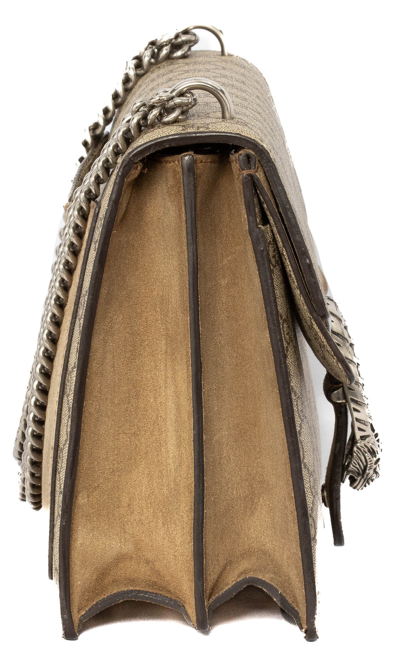 Gucci GG Supreme Taupe Monogram Medium Dionysus Shoulder Bag