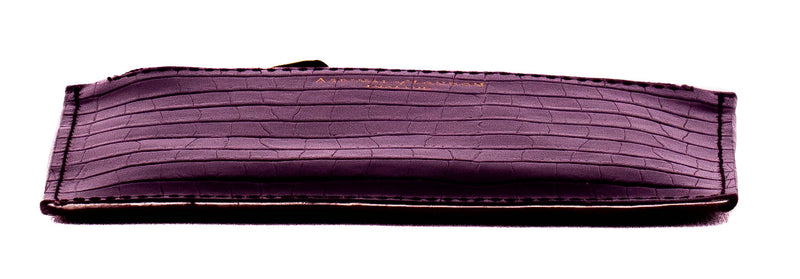 Aspinal of London Purple Croc Embossed Leather Zip Compact Wallet
