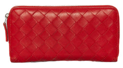 Bottega Veneta Red Intrecciato Leather Wallet