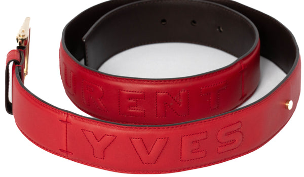 Saint Laurent Signature Red Calfskin Leather Belt Size 40