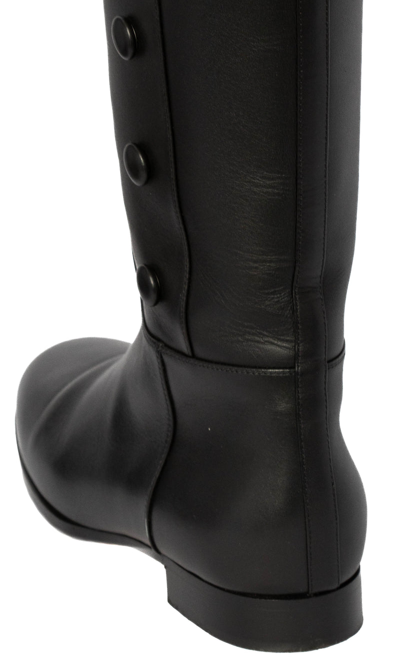 Gucci Black Calfskin Buttons Lifford Knee High Boots Size 36.5