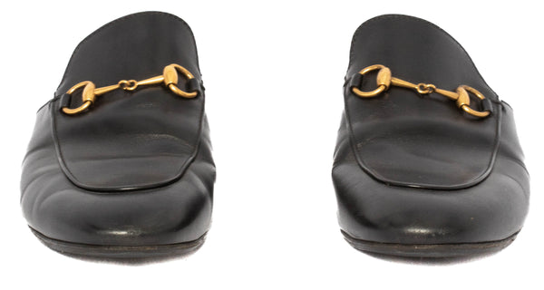 Gucci Black Leather Princetown Mules Size 38.5