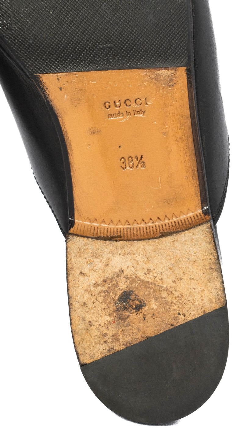 Gucci Black Leather Princetown Mules Size 38.5