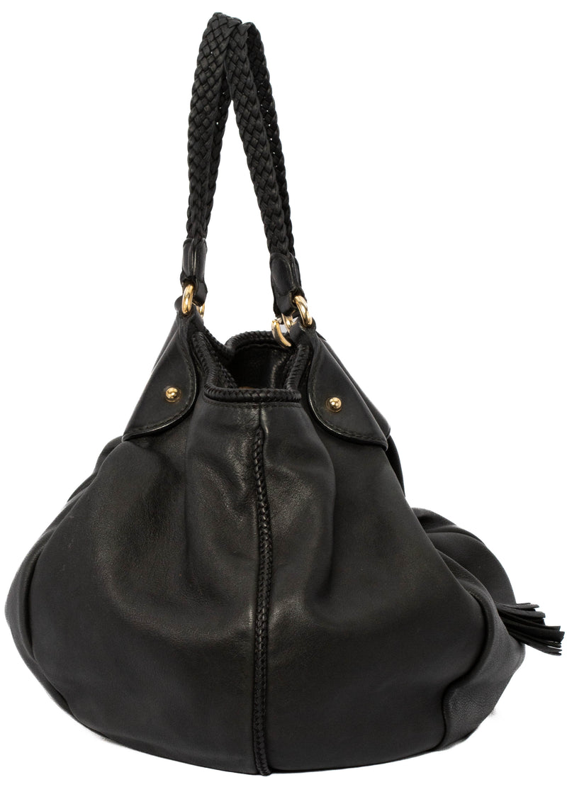 Gucci Black Leather Medium Marrakech Shoulder Bag