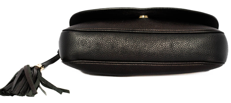 Gucci Black Pebbled Grained Leather Medium Soho Disco Chain Crossbody