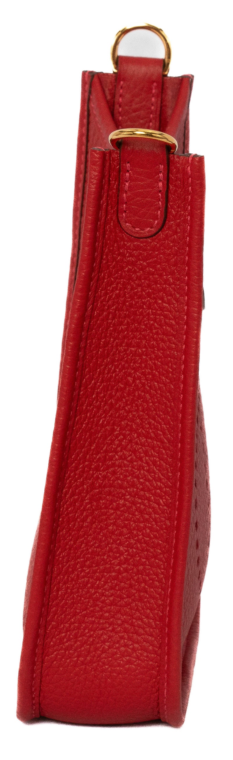 Hermes Rouge Tomate Clemence Leather Evelyne TPM Bag