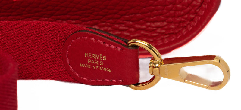 Hermes Rouge Tomate Clemence Leather Evelyne TPM Bag
