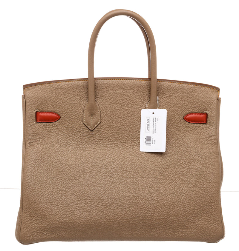 Hermes Tricolor Clemence and Swift Leather Brushed Palladium Hardware 35cm Birkin