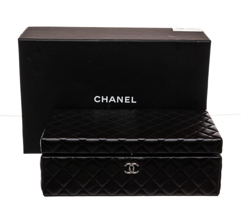 Chanel Black Quilted Lambskin Covered Jewelry Box - Rare Limited Edition
