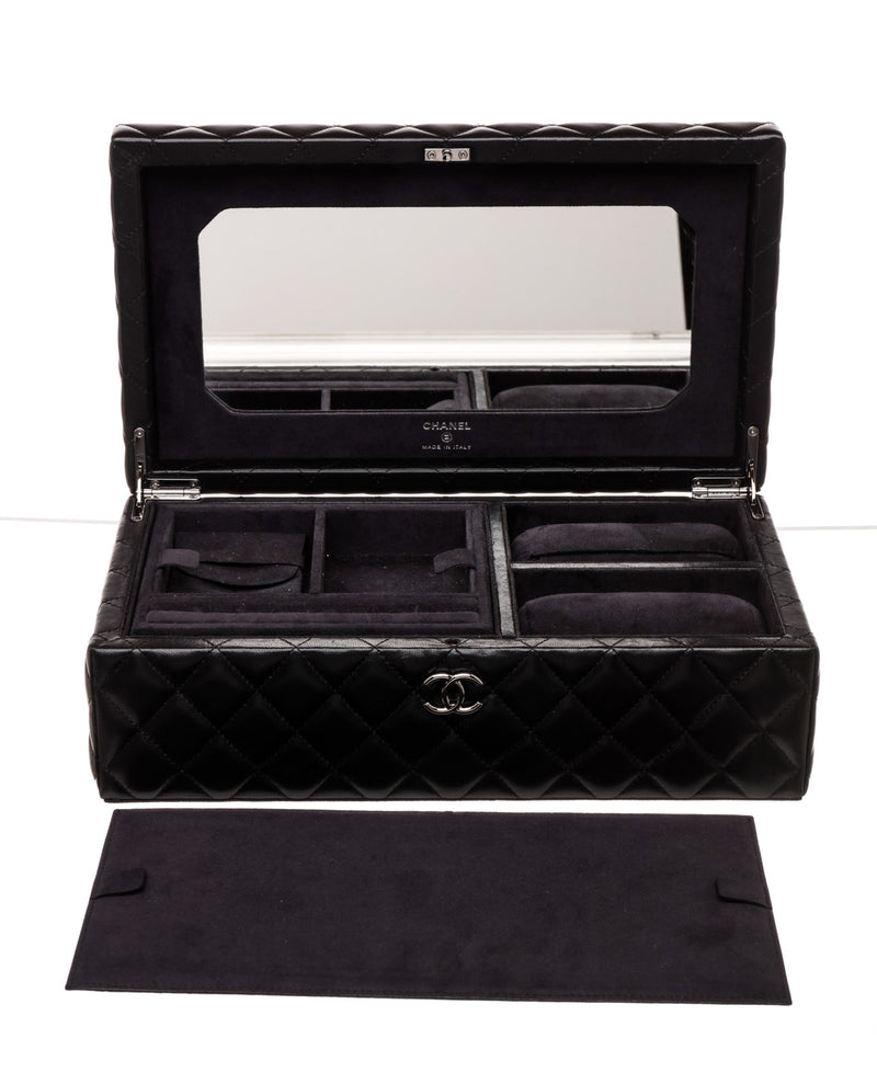 Chanel Black Quilted Lambskin Covered Jewelry Box - Rare Limited Edition