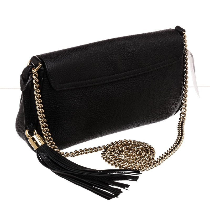Gucci Black Pebbled Leather Medium Soho Flap Crossbody Bag