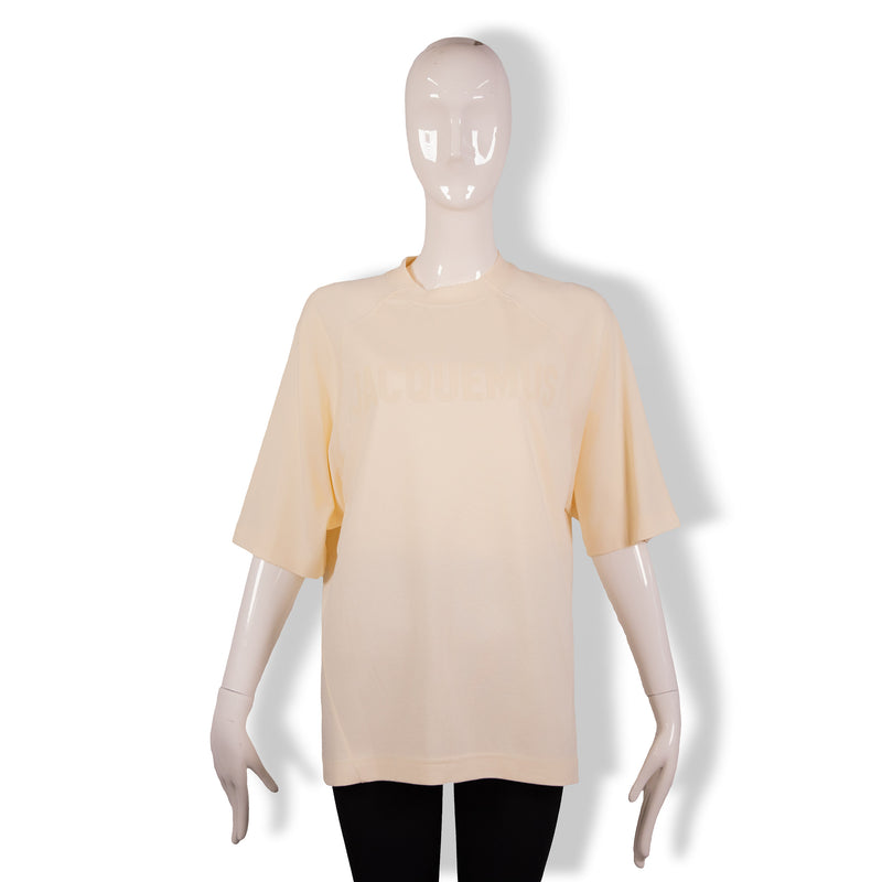 Jacquemus Cream Oversize Tee Cotton Top Size XS