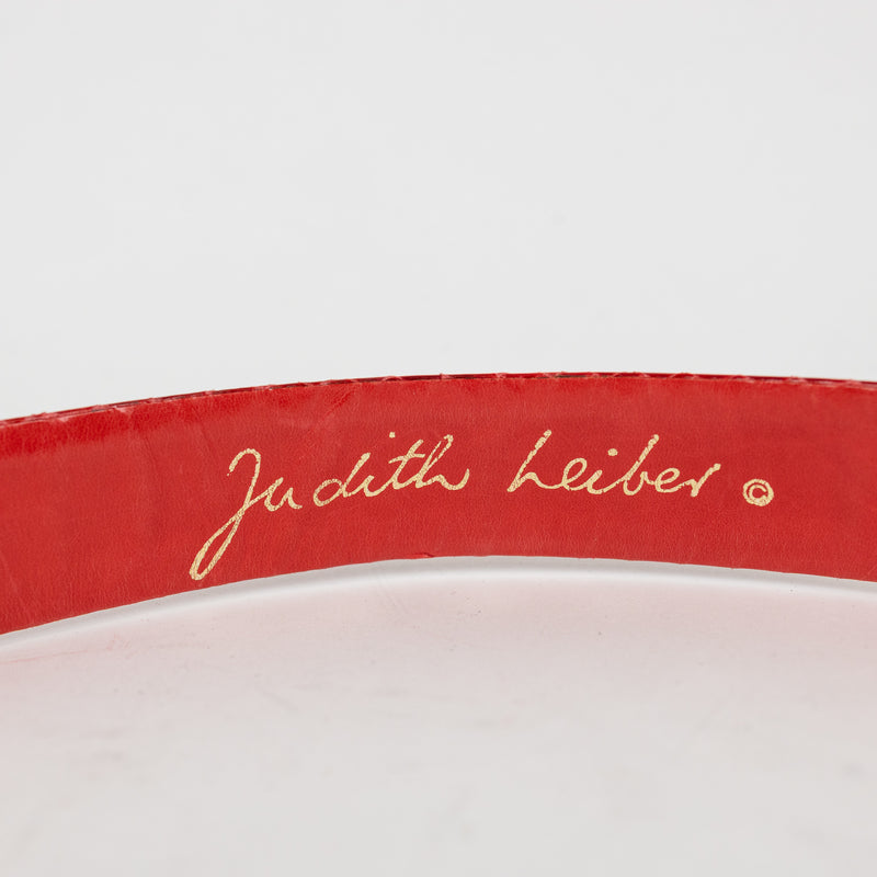Judith Leiber Red Snakeskin Belt with Silver and Gold Hardware