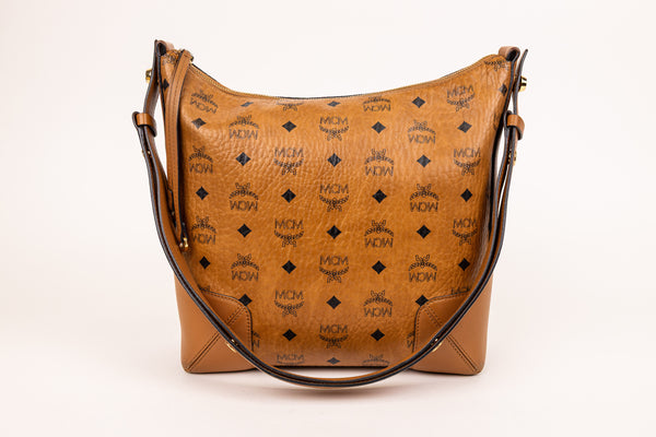 MCM Tan Coated Canvas Klara Hobo Bag