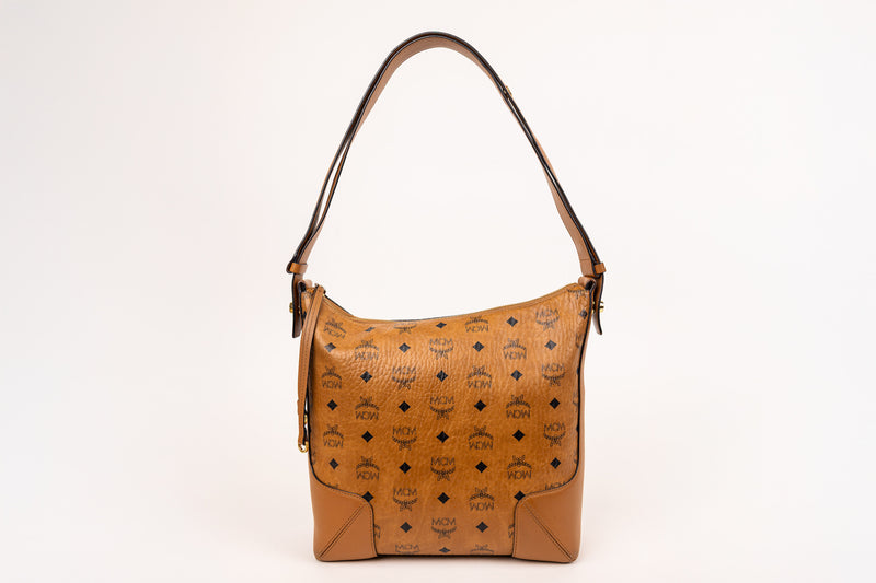 MCM Tan Coated Canvas Klara Hobo Bag