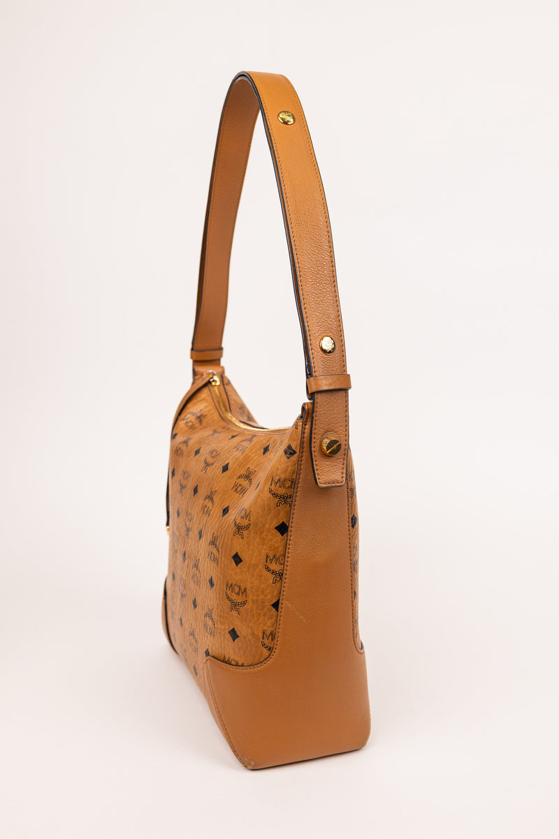 MCM Tan Coated Canvas Klara Hobo Bag