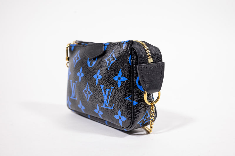 Louis Vuitton Blue and Black Monogram Digital Mini Pochette Handbag