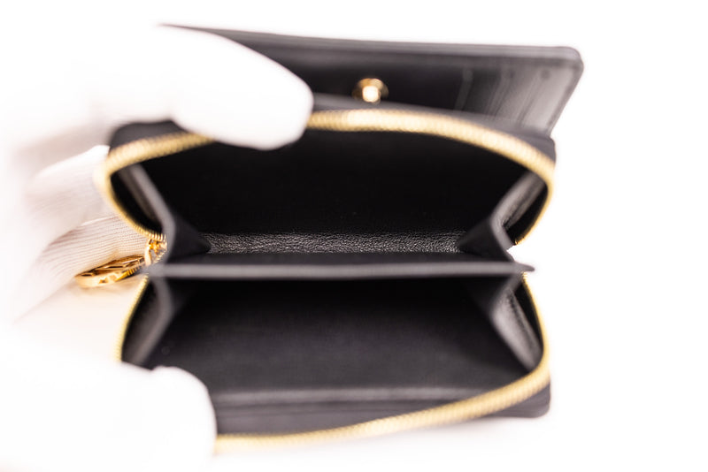 Louis Vuitton Black Embossed Lambskin Leather Puff Coussin Compact Wallet Embossed Monogram Wallet