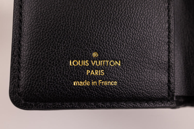 Louis Vuitton Black Embossed Lambskin Leather Puff Coussin Compact Wallet Embossed Monogram Wallet