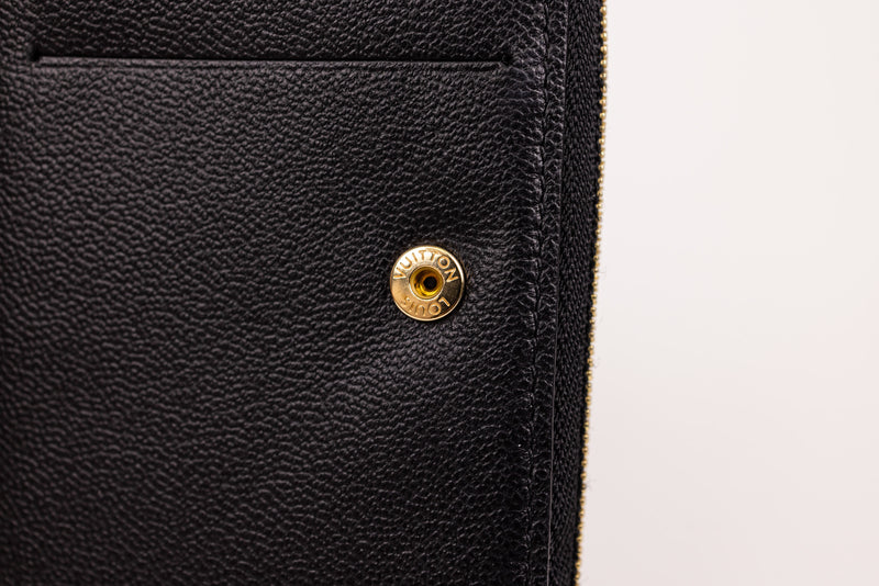 Louis Vuitton Black Embossed Lambskin Leather Puff Coussin Compact Wallet Embossed Monogram Wallet