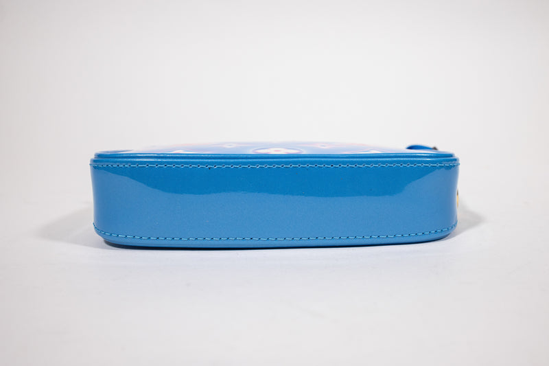 Louis Vuitton Neon Blue and Pink Monogram Vernis Valentine Mini Pochette Handbag