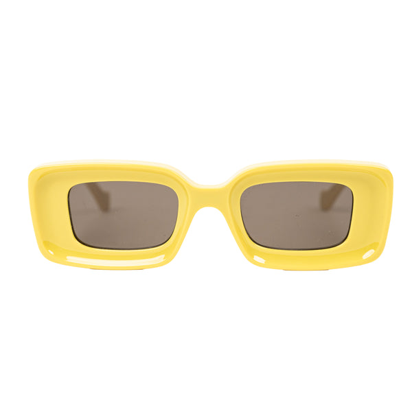 Loewe Yellow Rectangular Sunglasses with Gold Hardware