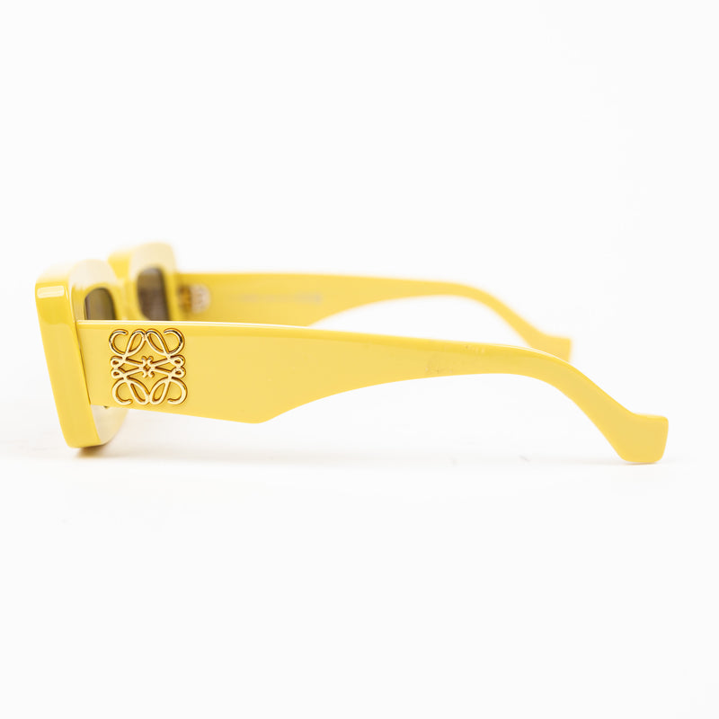 Loewe Yellow Rectangular Sunglasses with Gold Hardware