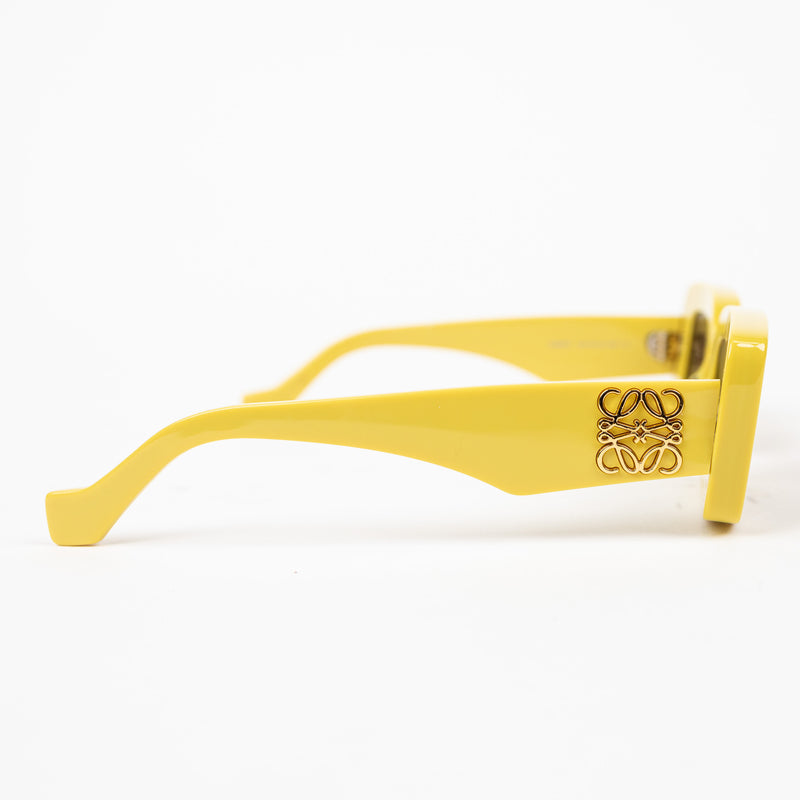 Loewe Yellow Rectangular Sunglasses with Gold Hardware