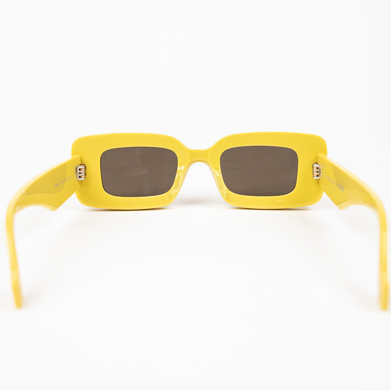 Loewe Yellow Rectangular Sunglasses with Gold Hardware