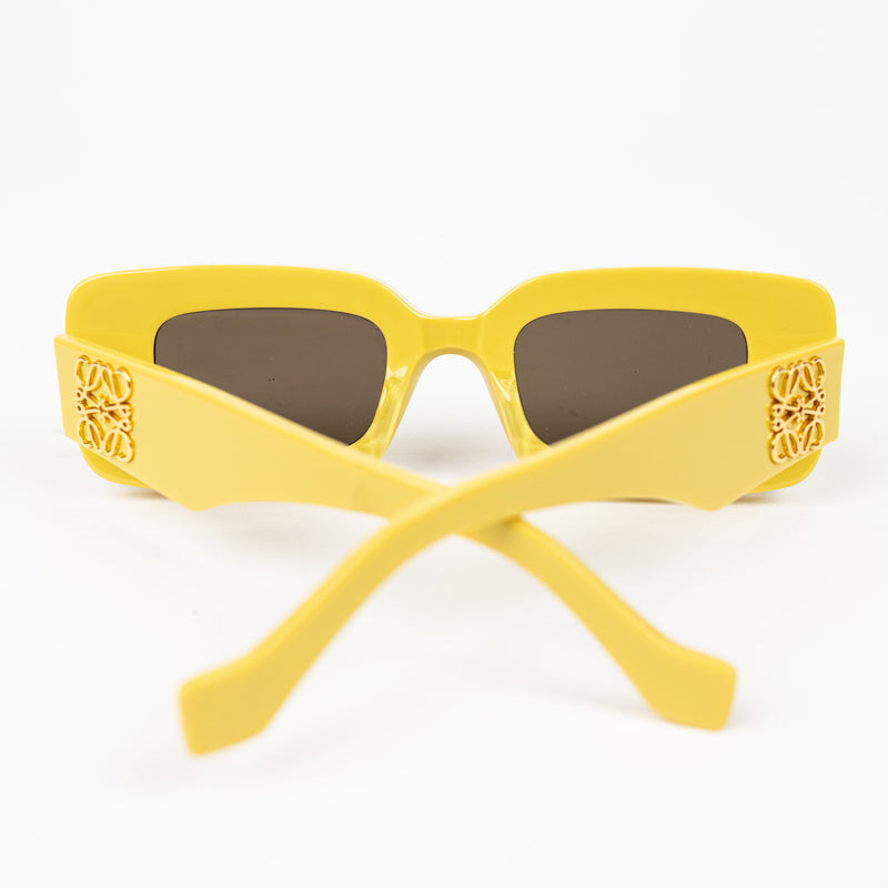 Loewe Yellow Rectangular Sunglasses with Gold Hardware