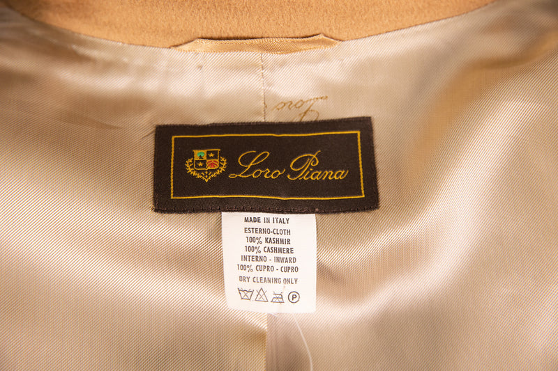 Loro Piana Tan Camel Cashmere Peacoat Size 46