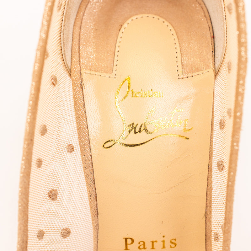 Christian Louboutin Pink Nude Suede Strass Follies 100 Pumps Size 39.5