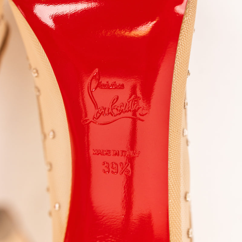 Christian Louboutin Pink Nude Suede Strass Follies 100 Pumps Size 39.5