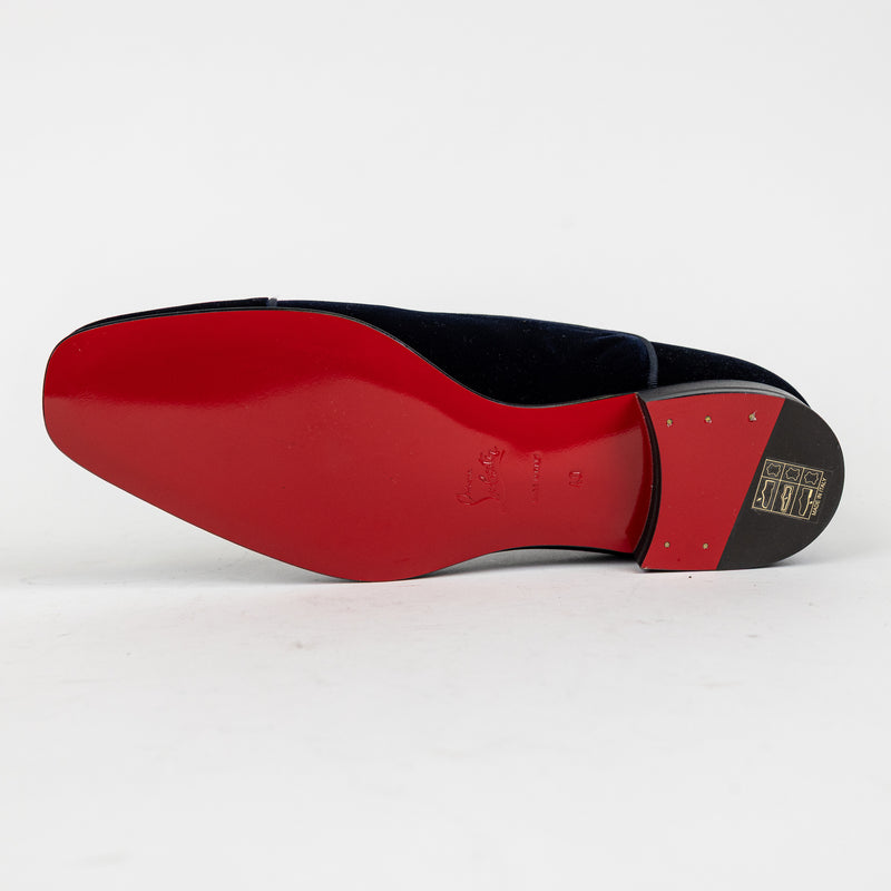 Christian Louboutin Navy Blue Velvet Greggo Orlato Oxford Men Shoes  Size 40