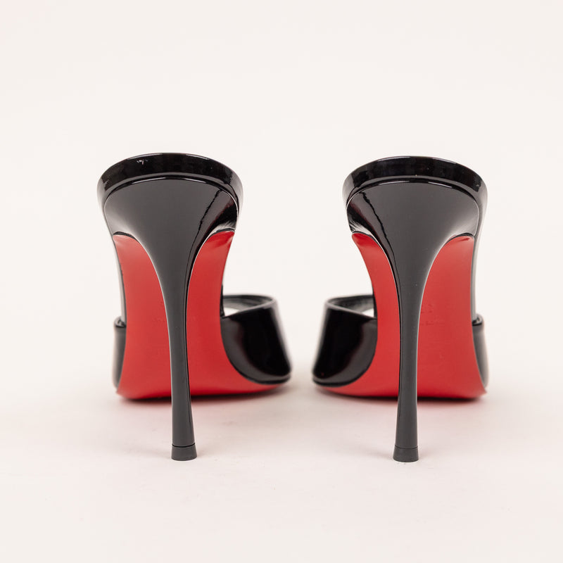 Christian Louboutin Show Me Dolly Black Patent Open-Toe Mules Size 38.5