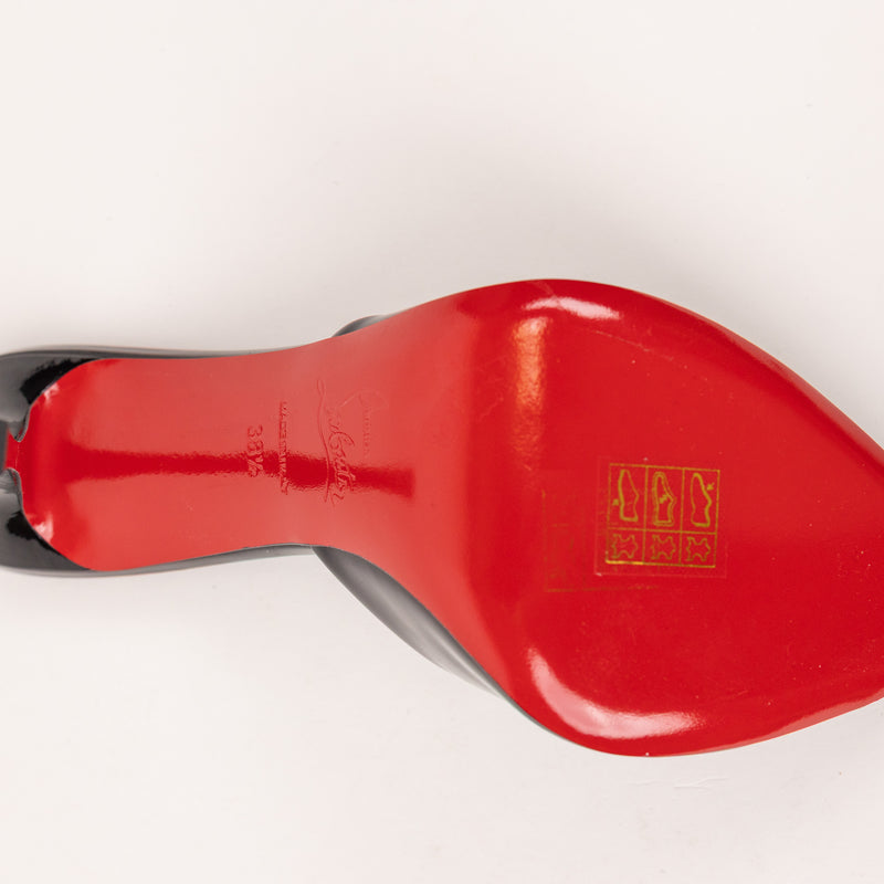 Christian Louboutin Show Me Dolly Black Patent Open-Toe Mules Size 38.5