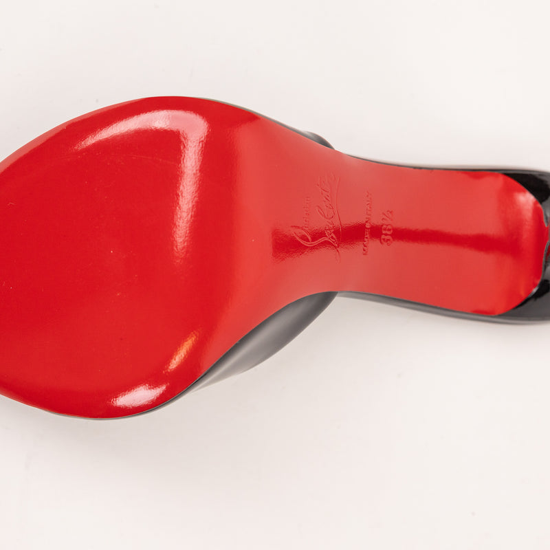 Christian Louboutin Show Me Dolly Black Patent Open-Toe Mules Size 38.5