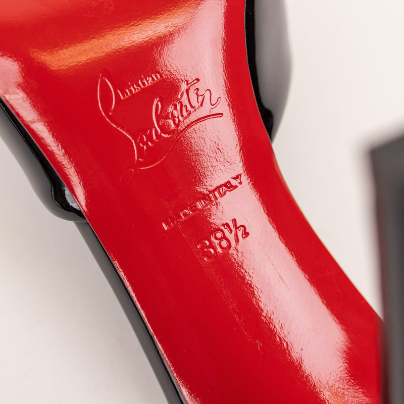 Christian Louboutin Show Me Dolly Black Patent Open-Toe Mules Size 38.5