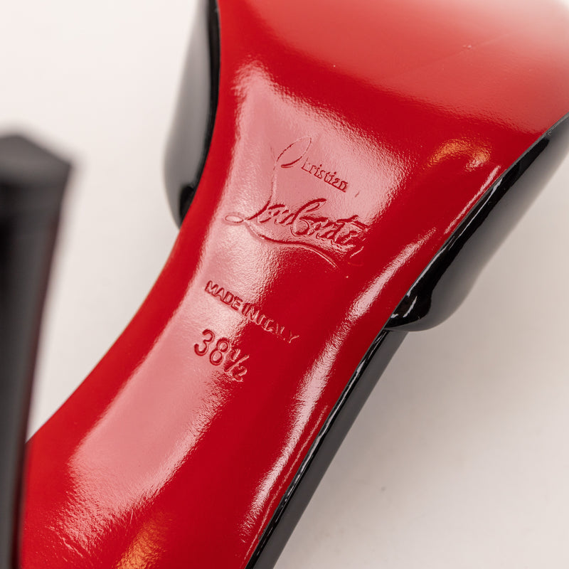 Christian Louboutin Show Me Dolly Black Patent Open-Toe Mules Size 38.5