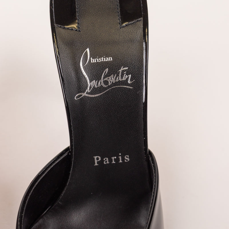 Christian Louboutin Show Me Dolly Black Patent Open-Toe Mules Size 38.5
