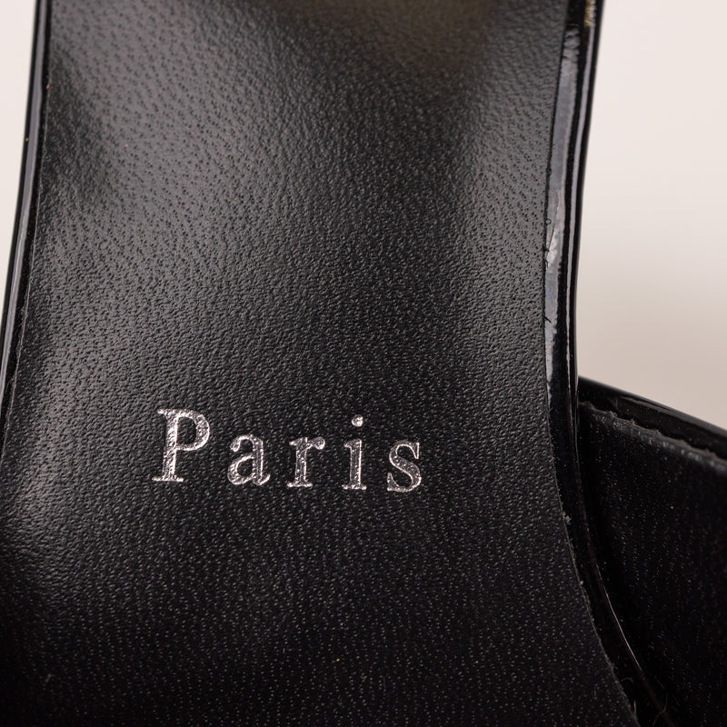 Christian Louboutin Show Me Dolly Black Patent Open-Toe Mules Size 38.5