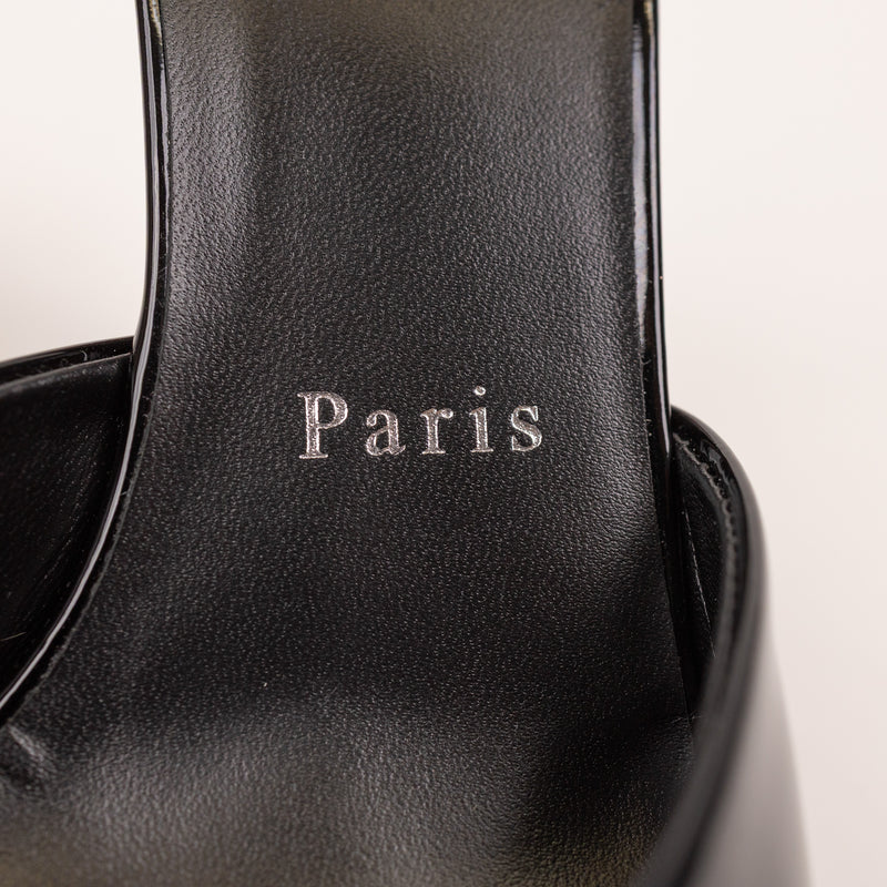 Christian Louboutin Show Me Dolly Black Patent Open-Toe Mules Size 38.5