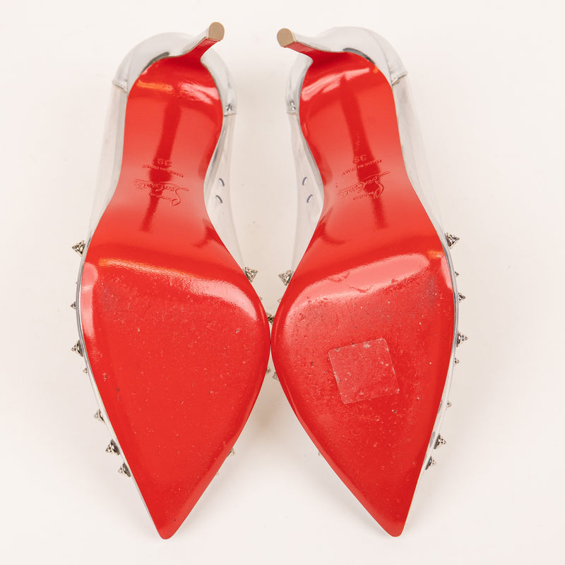 Christian Louboutin PVC Spike Silver Metallic Pumps Size 38
