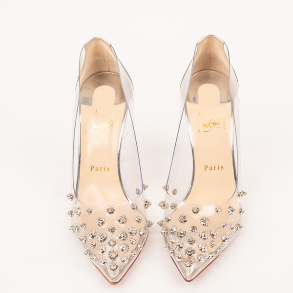 Christian Louboutin PVC Spike Silver Metallic Pumps