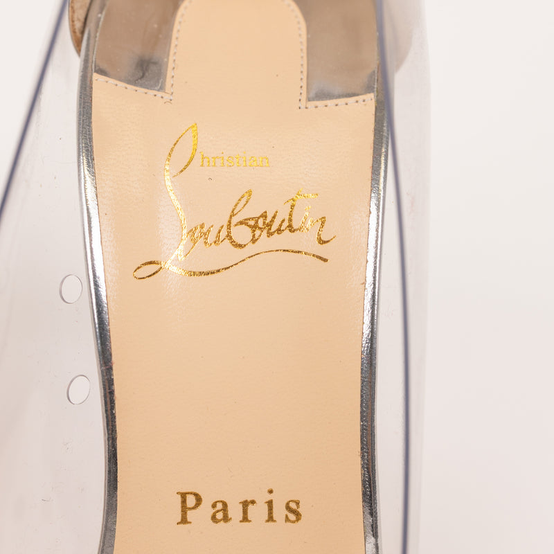 Christian Louboutin PVC Spike Silver Metallic Pumps Size 38