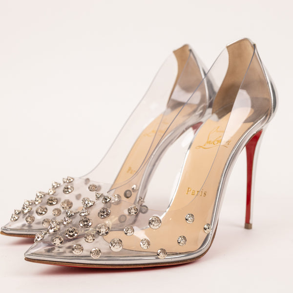 Christian Louboutin PVC Spike Silver Metallic Pumps