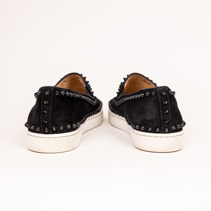 Louboutin Black Velvet Studded Slip-On Sneakers Size 42
