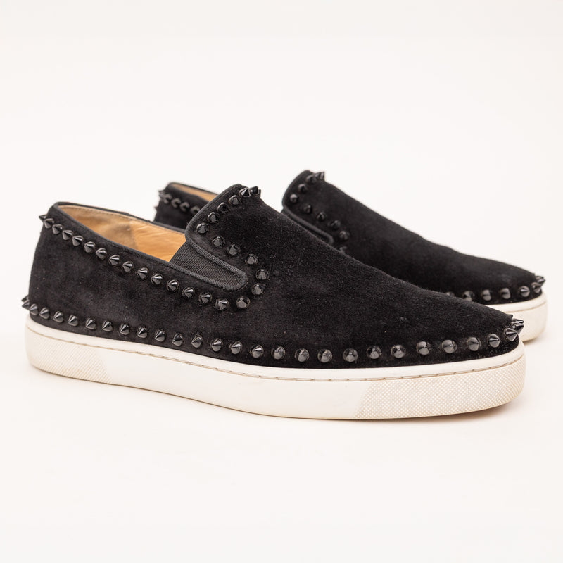 Christian Louboutin Velvet Studded Slip Black Men’s Shoes