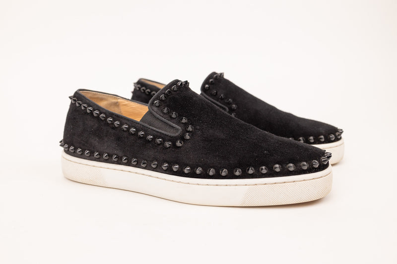 Christian Louboutin Velvet Studded Slip Black Men’s Shoes
