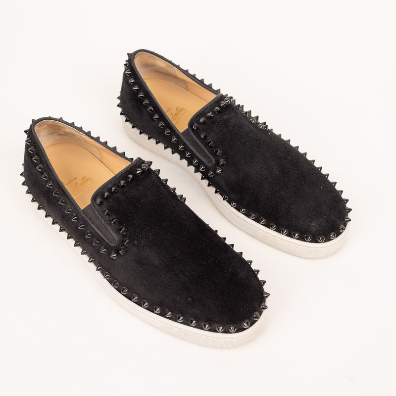 Christian Louboutin Velvet Studded Slip Black Men’s Shoes